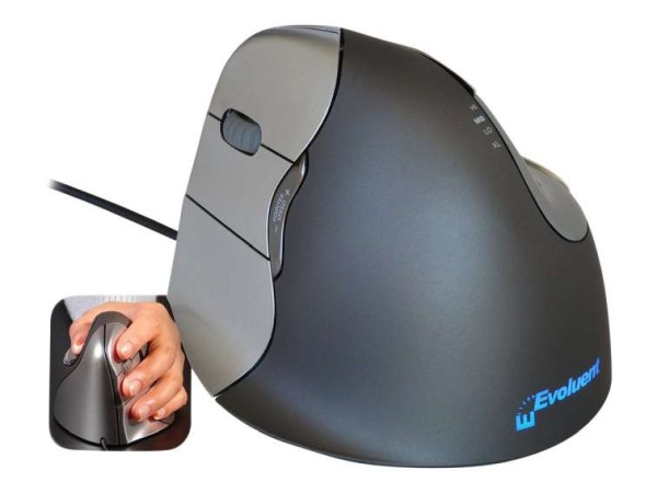 Evoluent VerticalMouse 4, für Linkshänder, USB, anthrazit / silber VM4L