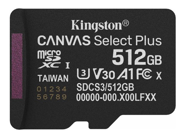 KINGSTON KINGSTON Canvas Select Plus Gen3 150R A1 Single Pack w/o ADP 512GB