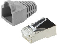 LogiLink RJ45 Stecker, Kat.5e, mit Knickschutztülle, grau