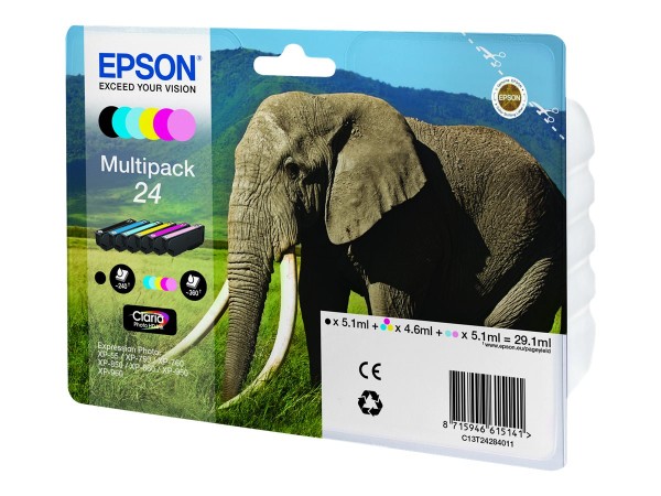 EPSON 24 Multipack 6er Pack Schwarz, Gelb, Cyan, Magenta, hell Magenta, hel C13T24284011