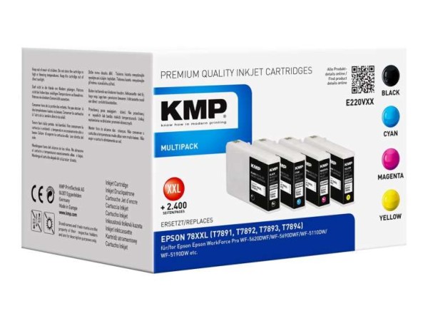 KMP MULTIPACK E220VXX 4er Pack Schwarz, Gelb, Cyan, Magenta Tintenpatrone 1628,4205