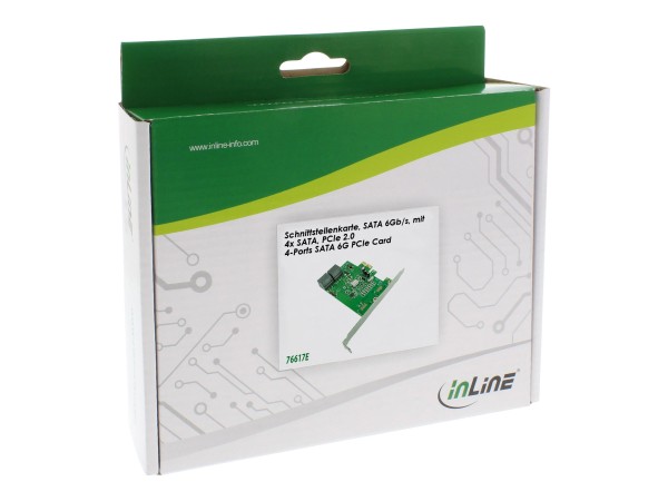 INTOS ELECTRONIC INLINE Schnittstellenkarte, 4x SATA 6Gb/s, mit 4x SATA, PCIe 2.0 (PCI-Express)