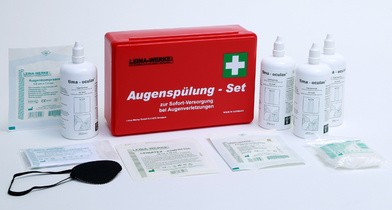 LEINA Augenspül-Set im Koffer, bestückt, rot