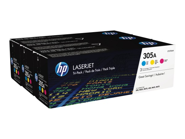HP HP 305A 3er Pack Farbe (Cyan, Magenta, Gelb) LaserJet Tonerpatrone (CF370AM)