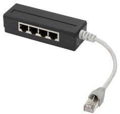 LogiLink RJ45-Splitter, 4-fach, Farbe: schwarz, geschirmt