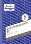 AVERY Zweckform Formularbuch "Garderobennummern", 1-500, A6