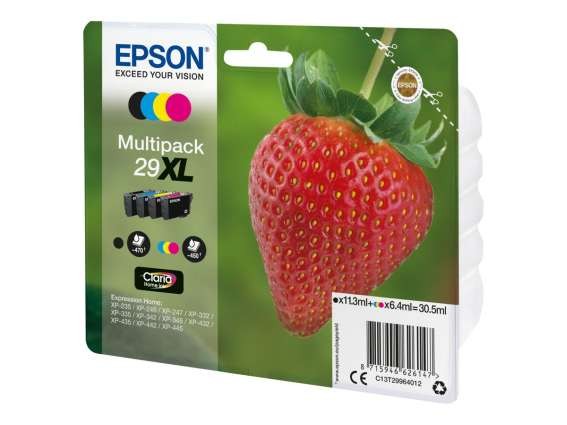 EPSON 29XL Multipack 4er Pack XL Schwarz, Gelb, Cyan, Magenta Tintenpatrone C13T29964012