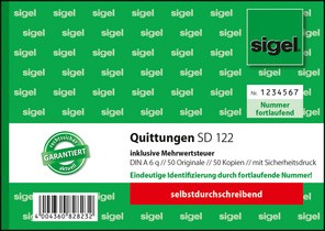 sigel Formularbuch "Quittung", inkl. MwSt., DIN A6 quer