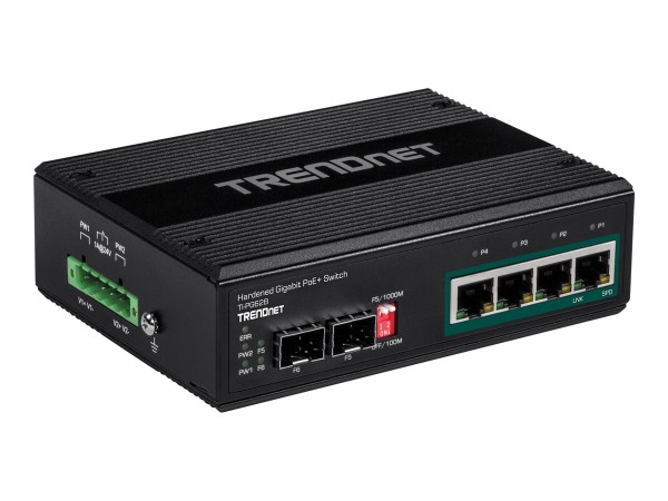 TRENDNET Switch 6-port Industrial Gbit PoE+ IP30 Metall 12-56V 120W TI-PG62B
