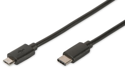 DIGITUS USB 2.0 Kabel, USB-C - Micro USB-B Stecker, 1,8 m
