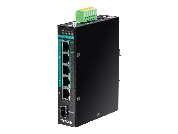 TRENDNET Switch 6-port Indust. Gbit PoE+ DIN Rail metall Layer 2 120W TI-PG541I