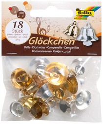 folia Metallglöckchen, 3 Größen sortiert, gold und silber