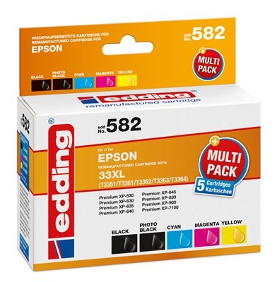 EDDING Tintenpatrone ersetzt Epson 33XL/T3351/T3361/T3362/T3363/T3364 Kompa 18-582