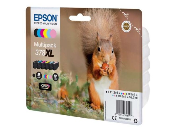 EPSON 378XL Multipack 6er Pack XL Schwarz, Gelb, Cyan, Magenta, hell Magent C13T37984010