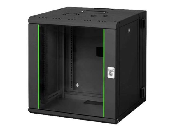 DIGITUS 12HE Wandgehäuse Unique 643x600x600mm zweiteilig schwenkbar schwarz DN-19 12-U-3-SW