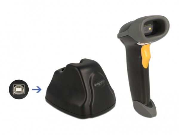 DELOCK 2,4 GHz Barcode Scanner 1D und 2D mit Ladestation 90550