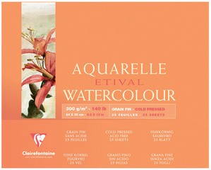 Clairefontaine Künstlerblock Aquarelle ETIVAL, 300 x 400 mm
