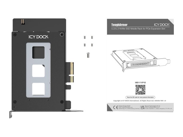 ICY DOCK ToughArmor 1x 2.5" 9.5mm U.2/U.3 NVMe to PCIe 4.0 x 4 card MB111VP-B