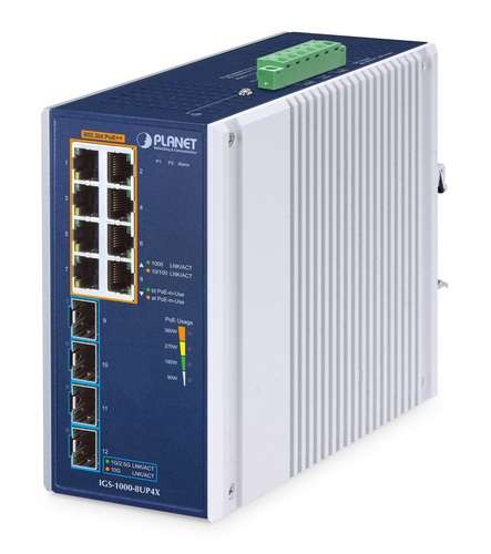 PLANET TECHNOLOGY IP30 Industrial 8-Port IGS-1000-8UP4X