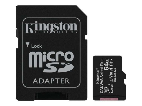 KINGSTON 64GB MICROSDXC CANVAS SELECT 2 SDCS2/64GB-2P1A