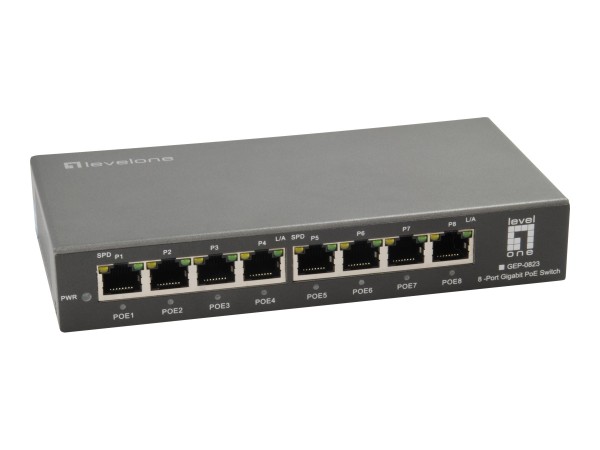 LEVELONE LEVEL ONE GEP-0823 8-Port-Gigabit-PoE-Switch 802 3ataf PoE 120W