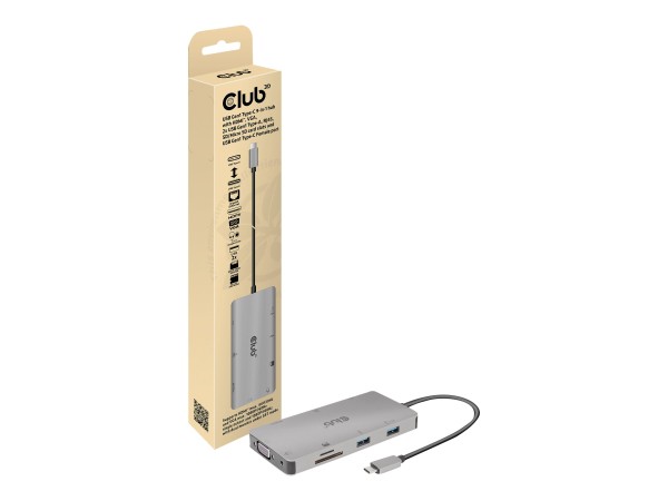 CLUB3D CLUB3D USB-9-in1-HUB USB-C > HDMI/VGA/2xUSB/USB-C/RJ45/SD retail