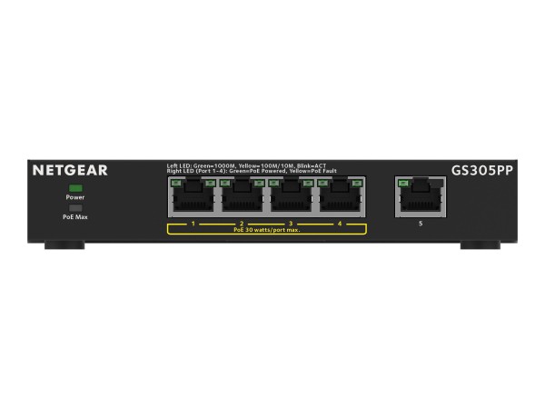 NETGEAR Switch Plus 5x GE GS305PP-300EUS POE Unmanaged (83W) GS305PP-300EUS