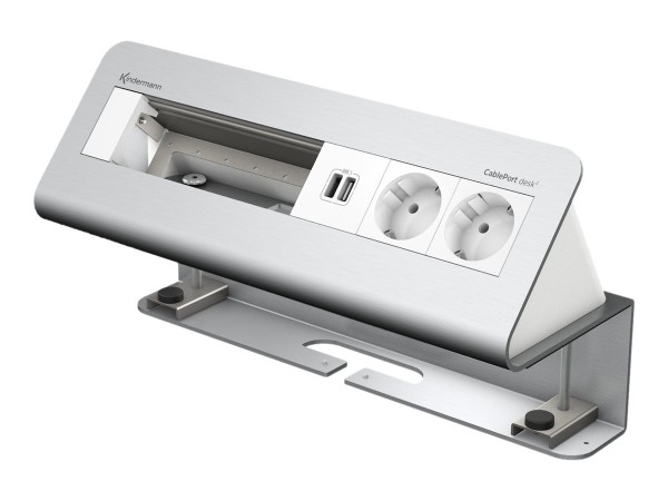KINDERMANN KINDERMANN KIND CablePort desk 6fach Alu 7430000162 2xStrom 1xUSB-Ladeadaper(2xUSB)