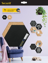 Securit Kreide- & Korktafel SILHOUETTE "Hexagon"