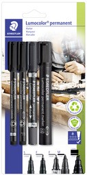 STAEDTLER Lumocolor Permanent-Marker-Set, 4-teilig, schwarz