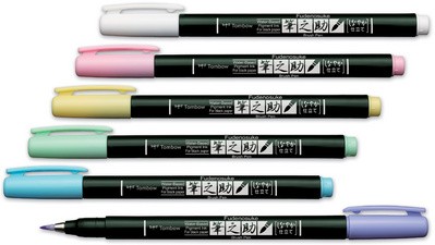 Tombow Kalligraphie-Stift Fudenosuke Pastel, weiß (white)