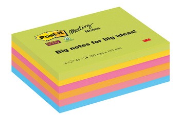 Post-it Super Sticky Meeting Notes, 203 x 153 mm, sortiert