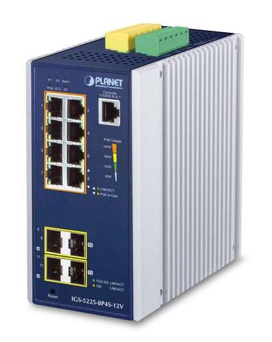 PLANET TECHNOLOGY Industrial 8-Port GE PoE + 2*1G SFP + 2*2,5G SFP IGS-5225-8P4S-12V