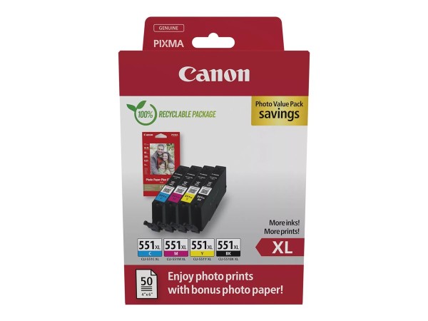 CANON CLI-551XL BK/C/M/Y Photo Value Pack 6443B008