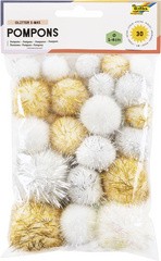 folia Pompons, 30 Stück, Weihnachtsfarben