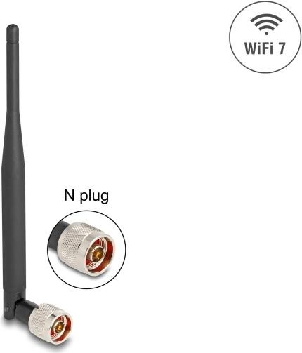 DELOCK DELOCK WiFi 7 Antenne N Stecker 2 - 3 dBi 20,6 cm omnidirektional mit Kippgelenk