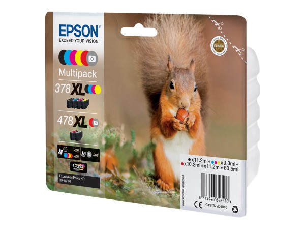EPSON 478XL Multipack 6er Pack Grau, Schwarz, Gelb, Cyan, Magenta, Rot Tint C13T379D4010
