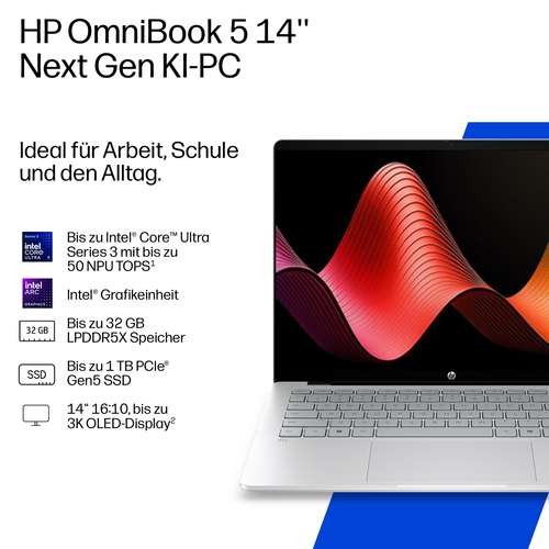 HP OmniBook 5 Next Gen AI 14-hh0470ngx 35,6cm (14") Ultra 7 355 16GB 512GB DF7F8EA#ABD