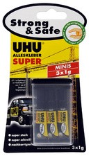 UHU Alleskleber SUPER Strong & SAFE MINIS, 3 Tuben à 1 g