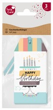 SUSY CARD Anhängerkarten "Happy Eco B-day Cake", 3er Set