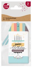 SUSY CARD Anhängerkarten "Happy Eco B-day Cake", 3er Set