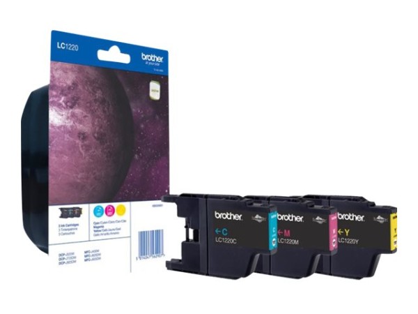 BROTHER LC1220 Rainbow Blisterfarbtintenset Gelb, Cyan, Magenta Tintenpatro LC1220RBWBPDR