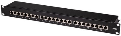 LogiLink 19" Patch Panel Kat.6A, 24-Ports, schwarz, 1HE