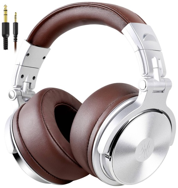 ONEODIO ONEODIO Pro-40 DJ Over Ear Kopfhörer kabelgebunden Stereo Silber, Braun High-Resolution Audio
