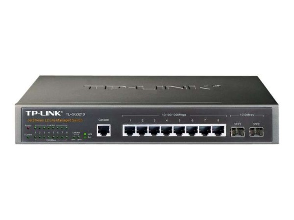 TP-LINK JetStream? 8-Port Gigabit L2+ Managed Switch with 2 SFP Slots TL-SG3210