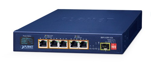 PLANET TECHNOLOGY 5-Port 802.3at PoE+ Solar PoE BSP-115PV-15A
