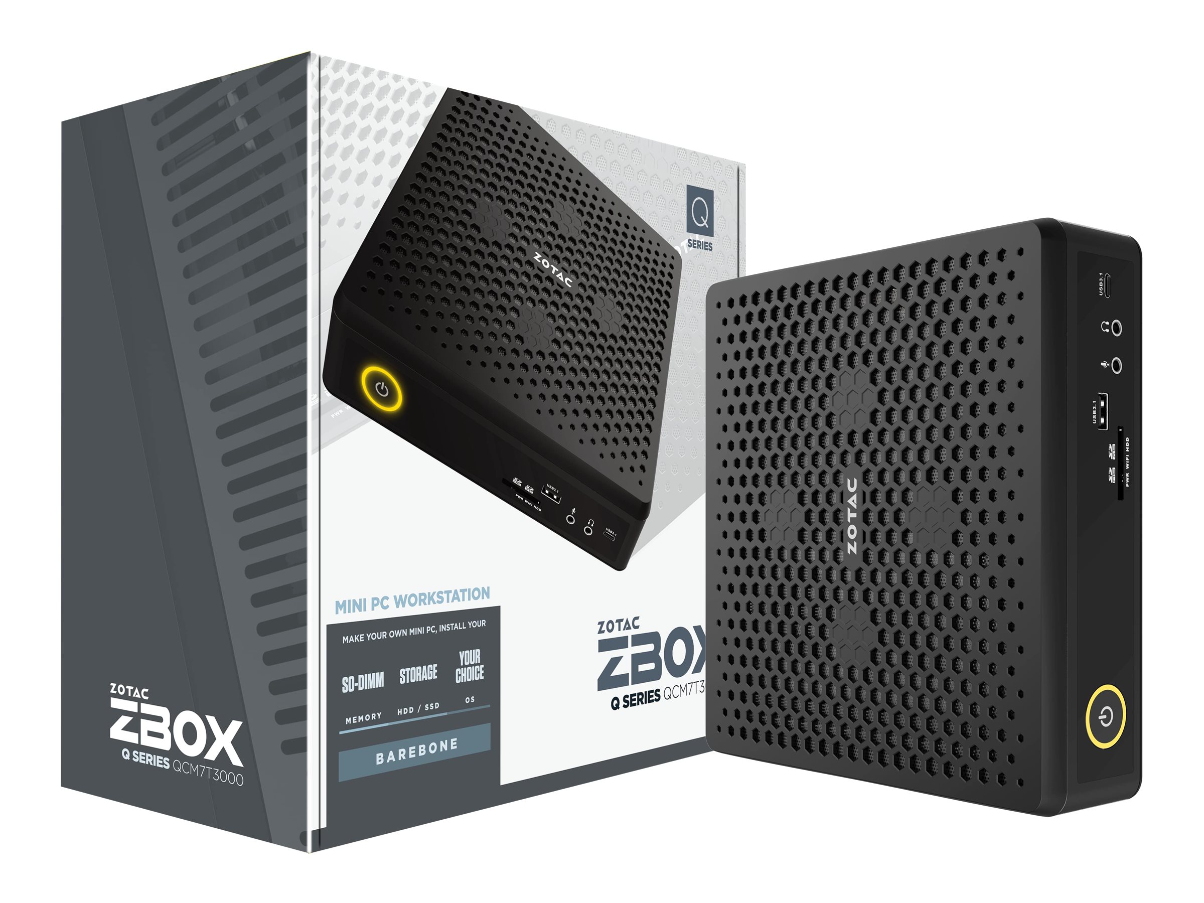 ZOTAC ZBOX QCM7T3000 Barebone i7-10750H 2xDDR4-2933/2666 SO-DIMM Slot max. ZBOX-QCM7T3000-BE