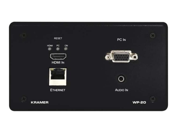 KRAMER WP-20 schwarz 4K (UHD) Aktives Wand-Anschlussfeld & HDBaseT-Übertrag WP-20/EU(B)-80