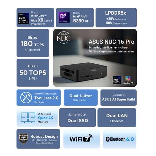 ASUS NUC 16 Pro Grand Canyon Ultra X7 358H 32GB 1TB W11P 90AS00Q1-M000H0