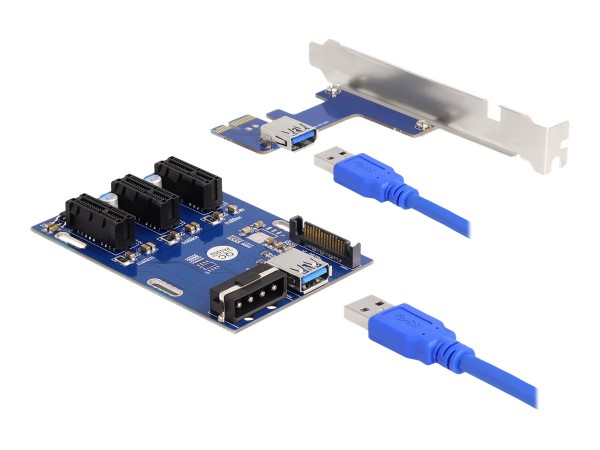 DELOCK Riser Karte PCI Express x1 zu 3 x PCIe x1 USB Kabel 41442